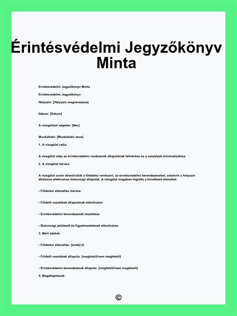 Érintésvédelmi jegyzőkönyv