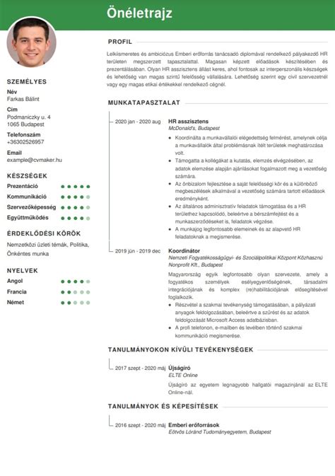 Önéletrajz példa