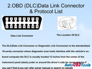 A DLC (Diagnostic Link Connector) elhelyezkedése