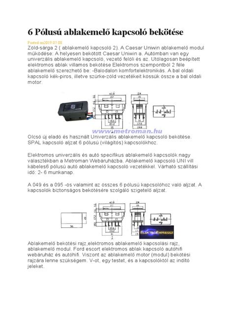 Ablakemelő modul bekötése
