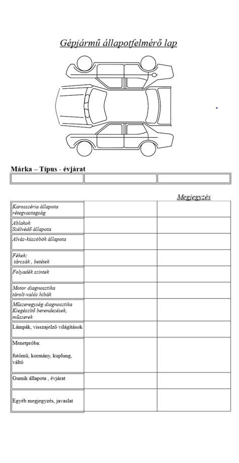 Autó állapotfelmérés