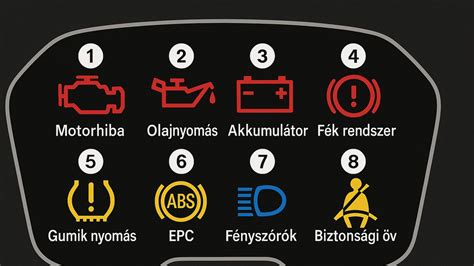 Autó műszerfalának hibajelzései