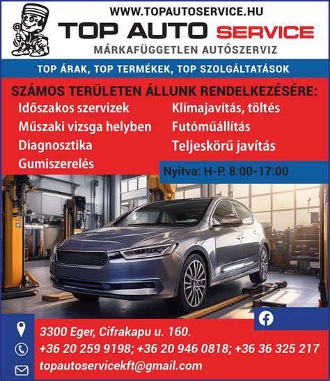 Autószerviz szolgáltatások infografika