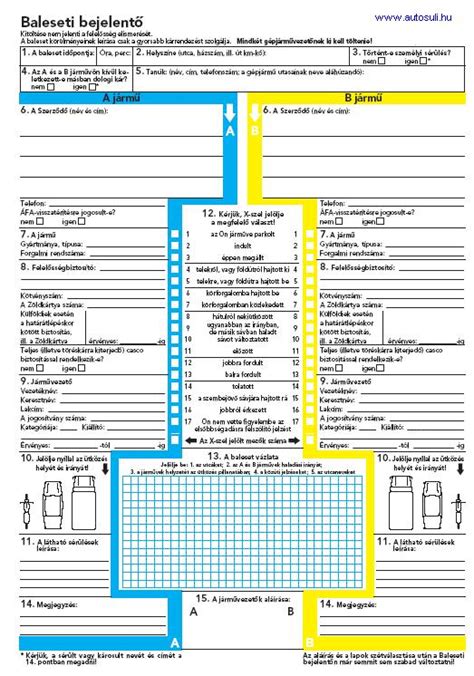 Baleseti bejelentő lap kitöltése