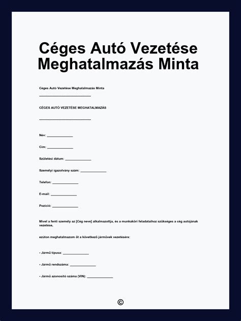 Céges autó külföldre nyilatkozat minta