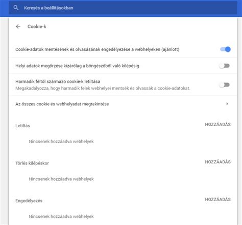 Cookie Beállítások