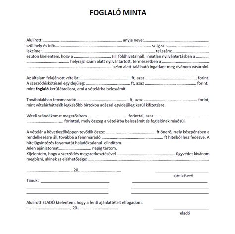Foglaló átadása