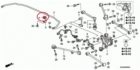 Honda Accord hátsó futómű robbantott ábra