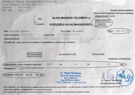 Jogosítvány orvosi alkalmassági