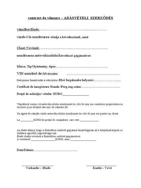 Kétnyelvű adásvételi szerződés