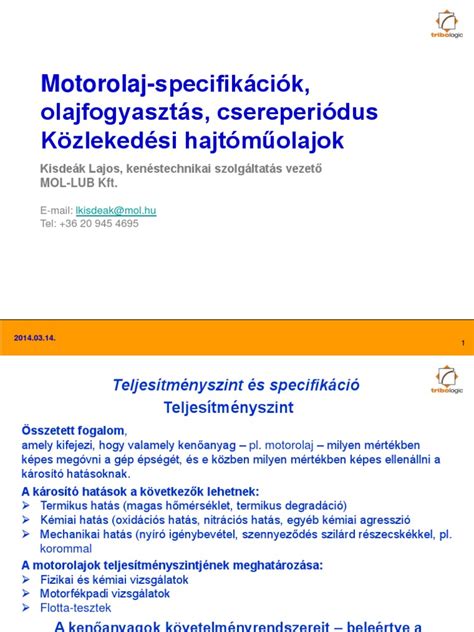 Motorolaj specifikációk